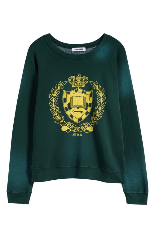 Shop Daydreamer Oxford Crest Cotton Blend Sweatshirt In Sun Faded Green