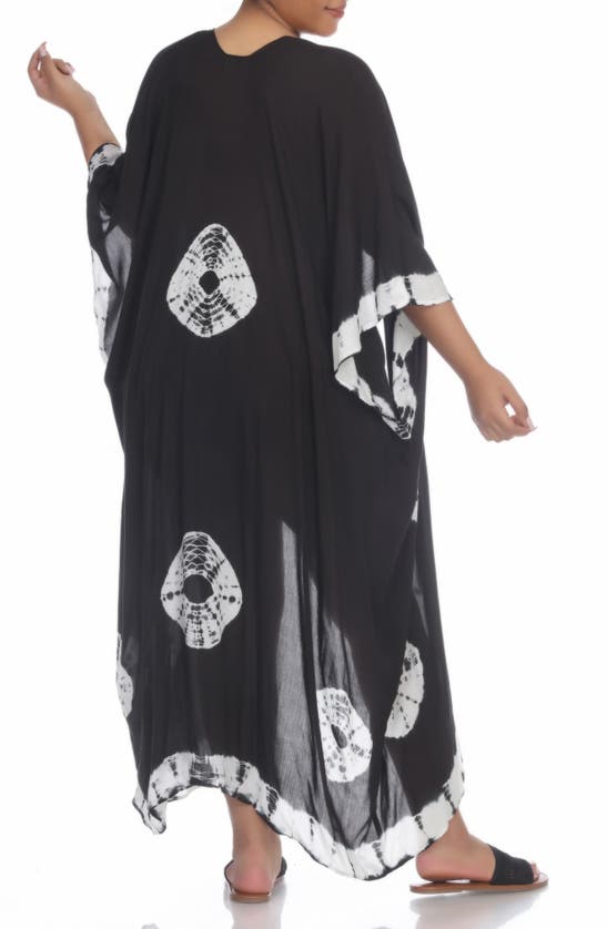 Shop Boho Me Tie Dye Cover-up Kaftan In Black Td