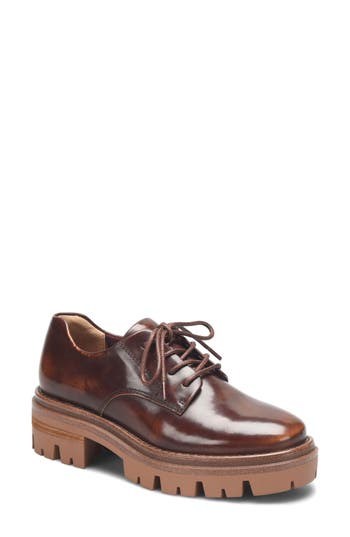 Korks Veda Lug Sole Platform Derby In Tan Box
