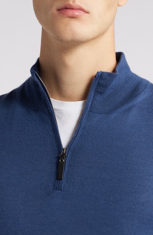 Shop Canali Quarter Zip Cashmere & Wool Blend Sweater In Blue