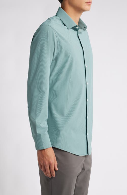 Shop Mizzen + Main Mizzen+main Leeward Trim Fit Performance Button-up Shirt In Hunter Green Straton Check