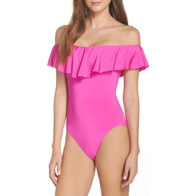 Trina Turk Off The Shoulder One-Piece Swimsuit, Pink
