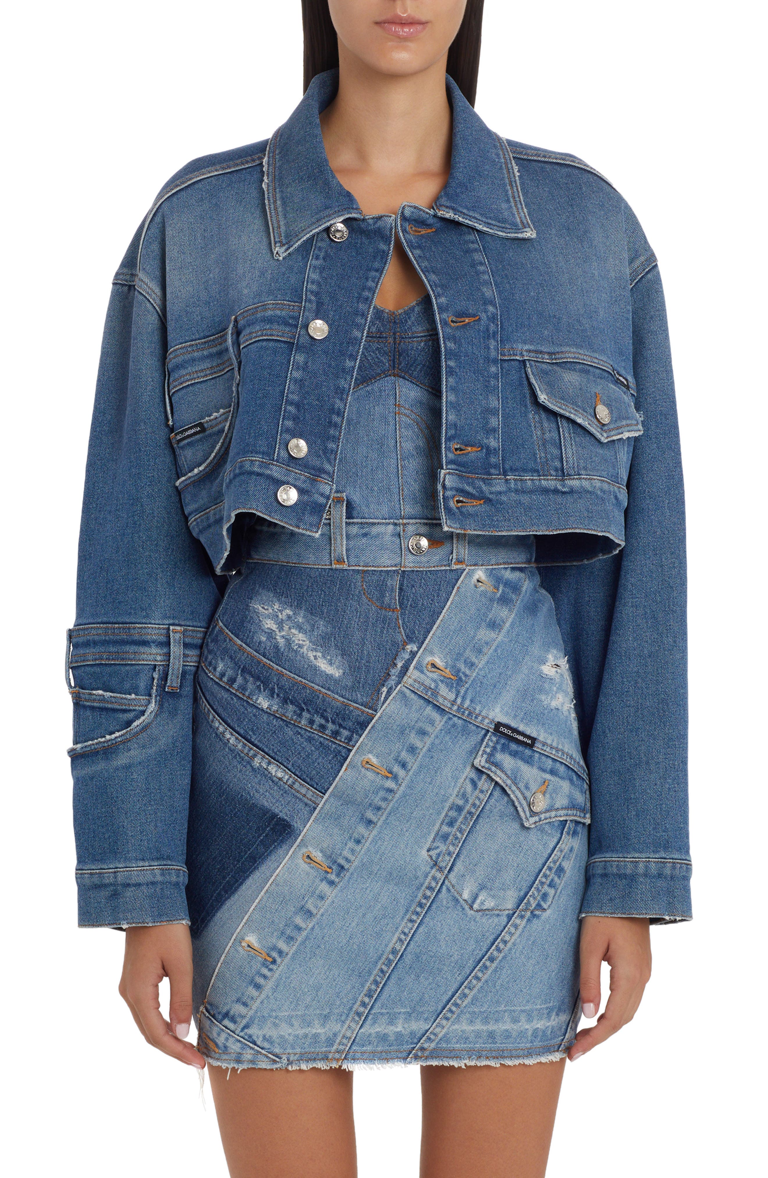 Dolce&Gabbana Crop Stretch Denim Jacket Nordstrom
