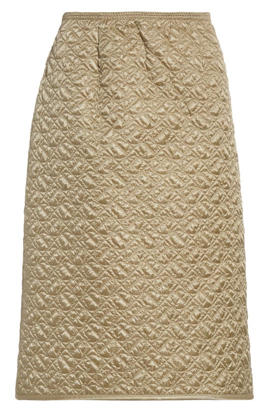 Shop Moncler Quilted Nylon Pencil Skirt In Light Silver Sage