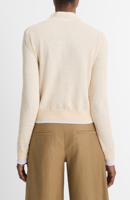 Shop Vince Double Layer Turtleneck Sweater In White Sand/optic White