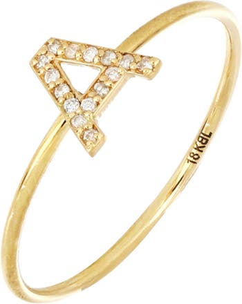 Bony Levy 18K Yellow Gold Pave Diamond Initial Ring - Multiple Letters ...