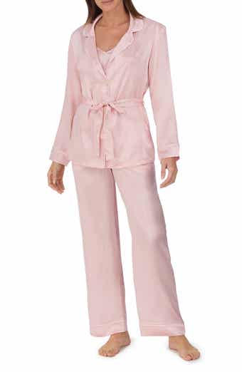 Ice Pink 3 Piece Long Sleeve Classic Washable Silk PJ Set - Bedhead Pajamas