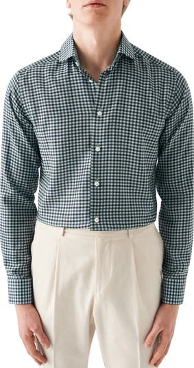 Eton Contemporary Fit Check Print Merino Wool Dress Shirt Nordstrom
