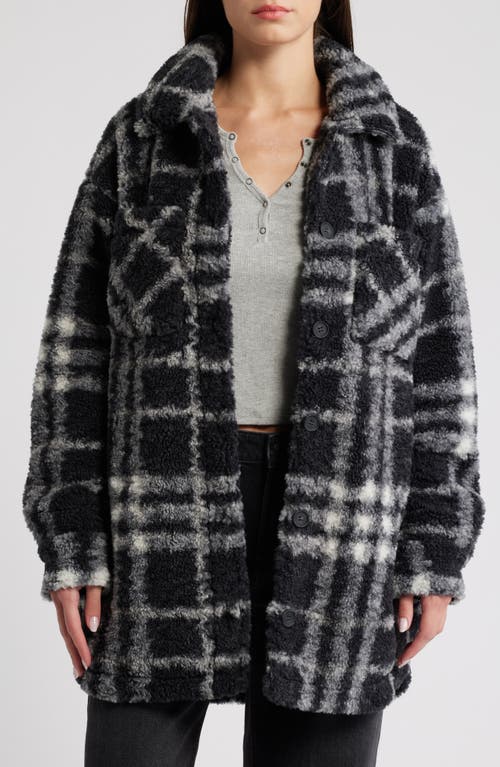 Thread & Supply Plaid Fleece Shirt Jacket In Black Combo