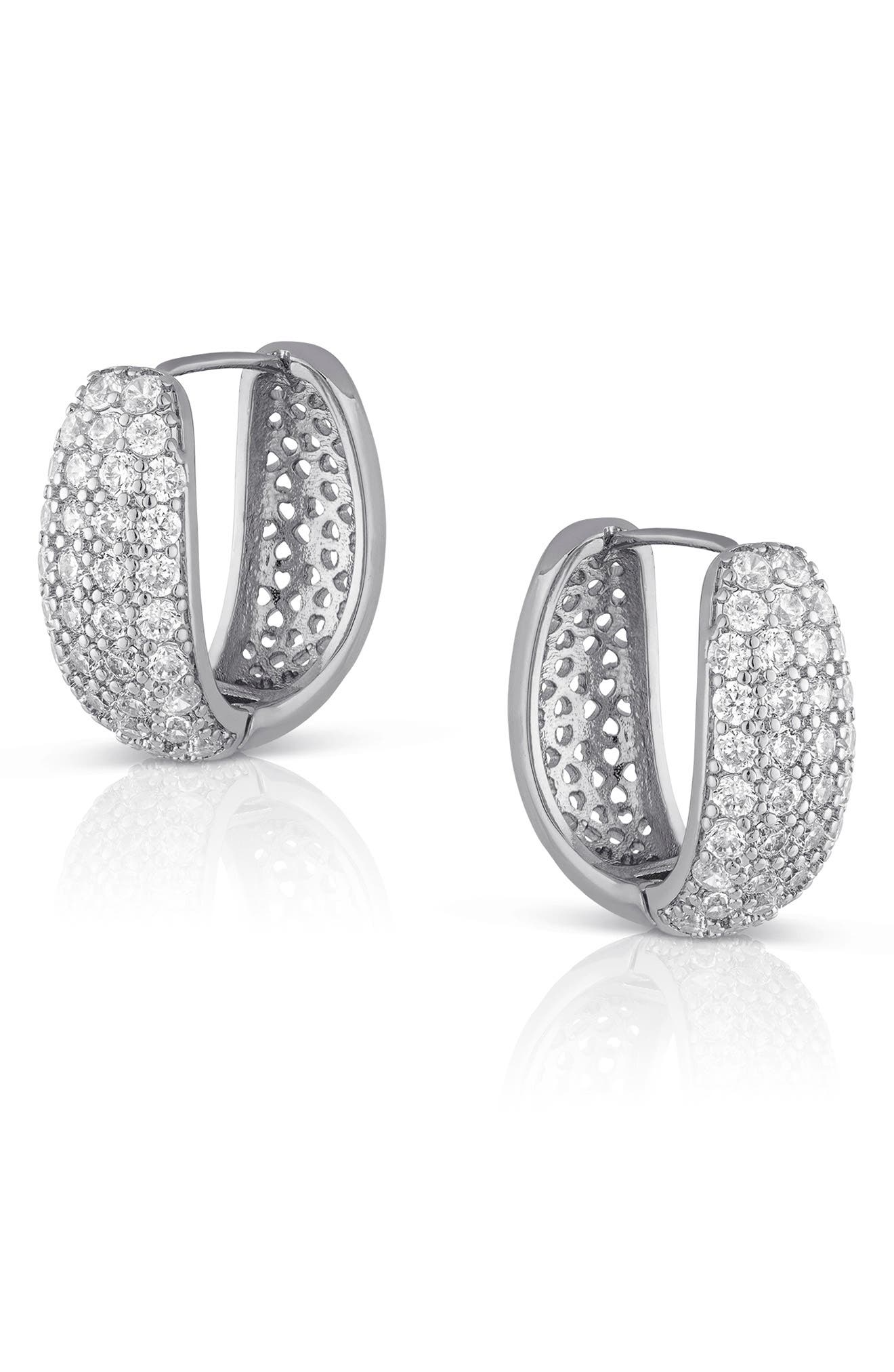 kenneth jay lane pave huggie hoop earrings