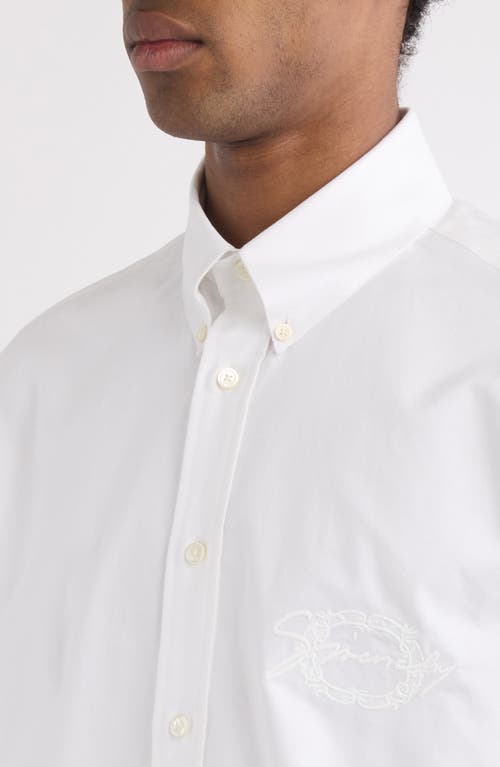 Shop Givenchy Short Sleeve Cotton Button-down Shirt In White