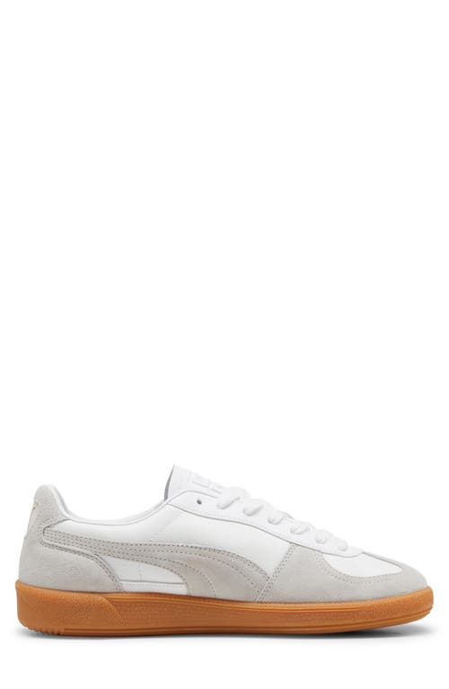 Shop Puma Palermo Leather Sneaker In  White-glacial Gray-gum