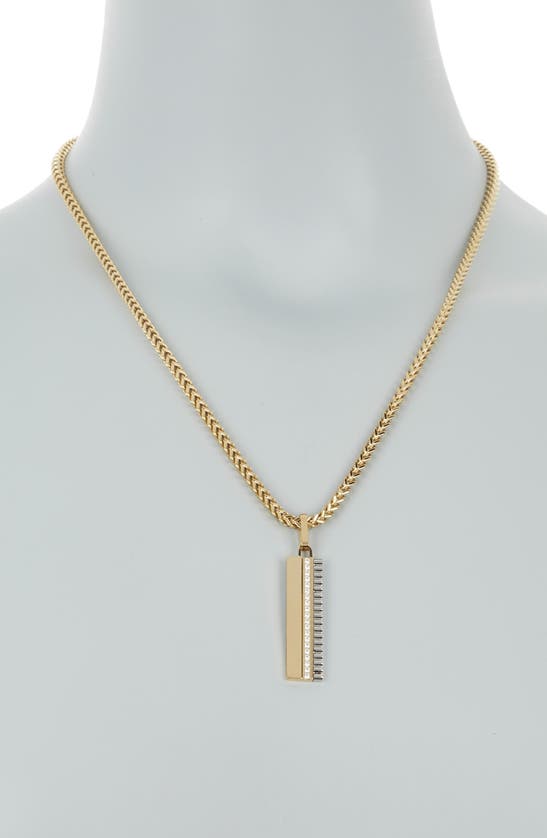 Shop Covet Crystal Pavé Two-tone Bar Pendant Necklace In Gold