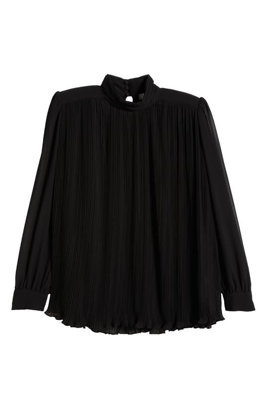 Frame Pleated Strong-shoulder Blouse In Black