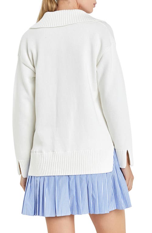 ENGLISH FACTORY ENGLISH FACTORY MIXED MEDIA LONG SLEEVE MINIDRESS 