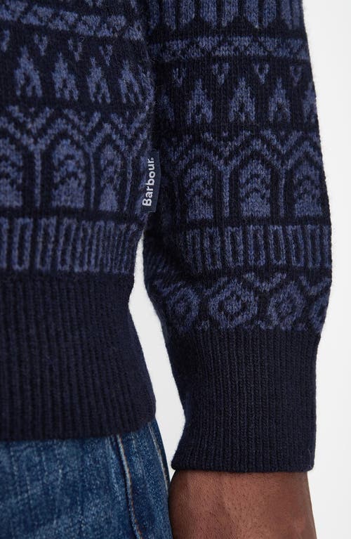 Shop Barbour Stonebeck Fair Isle Wool Sweater In Navy