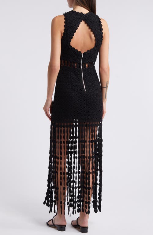 Shop Saylor Robynne Cotton Crochet Fringe Maxi Dress In Black