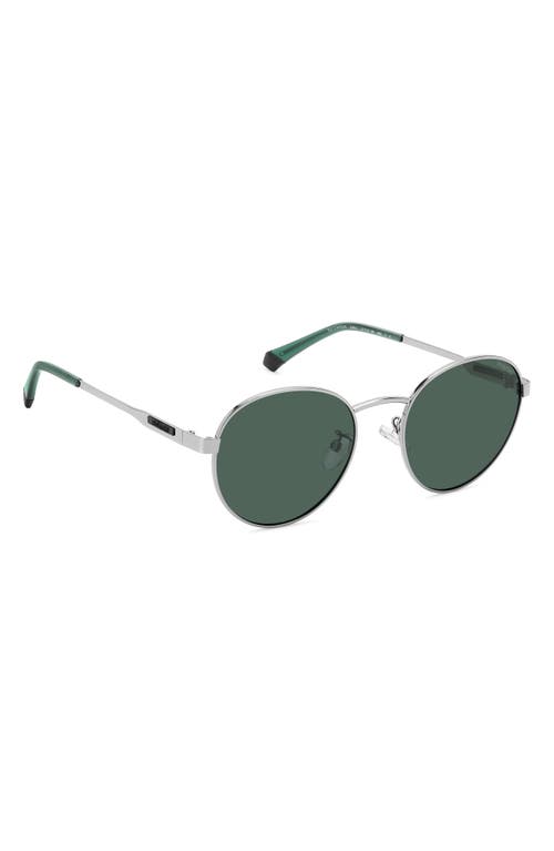 Shop Polaroid 52mm Polarized Round Sunglasses In Ruthenium/green Polarized