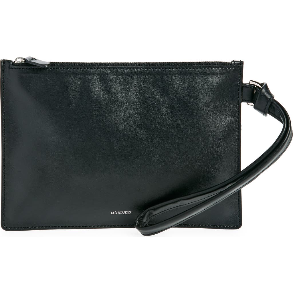 Lie Studio Lié Studio The Charlie Leather Clutch In Solid Black