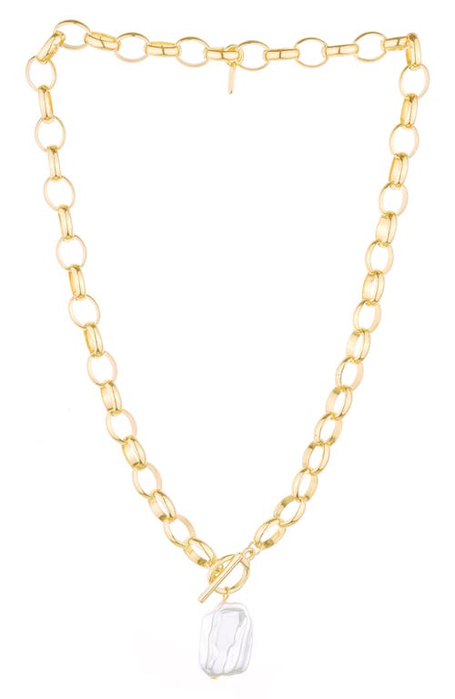 Ettika Imitation Pearl Pendant Necklace in Gold