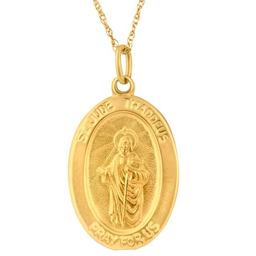 Bliss Diamond 14k Yellow Gold St. Jude Thaddeus Medal Pendant 1" Tall 3.5 Grams