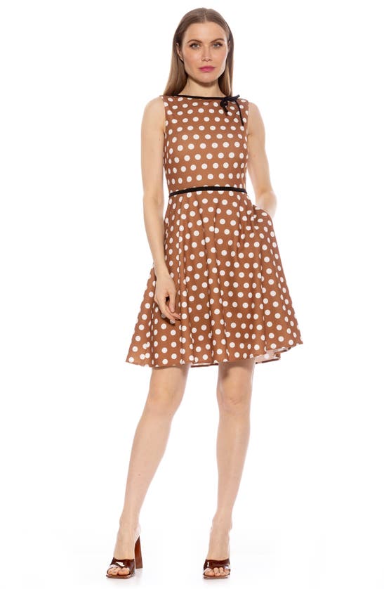 Shop Alexia Admor Ida Fit And Flare Sleeveless Dress In Brown Polka
