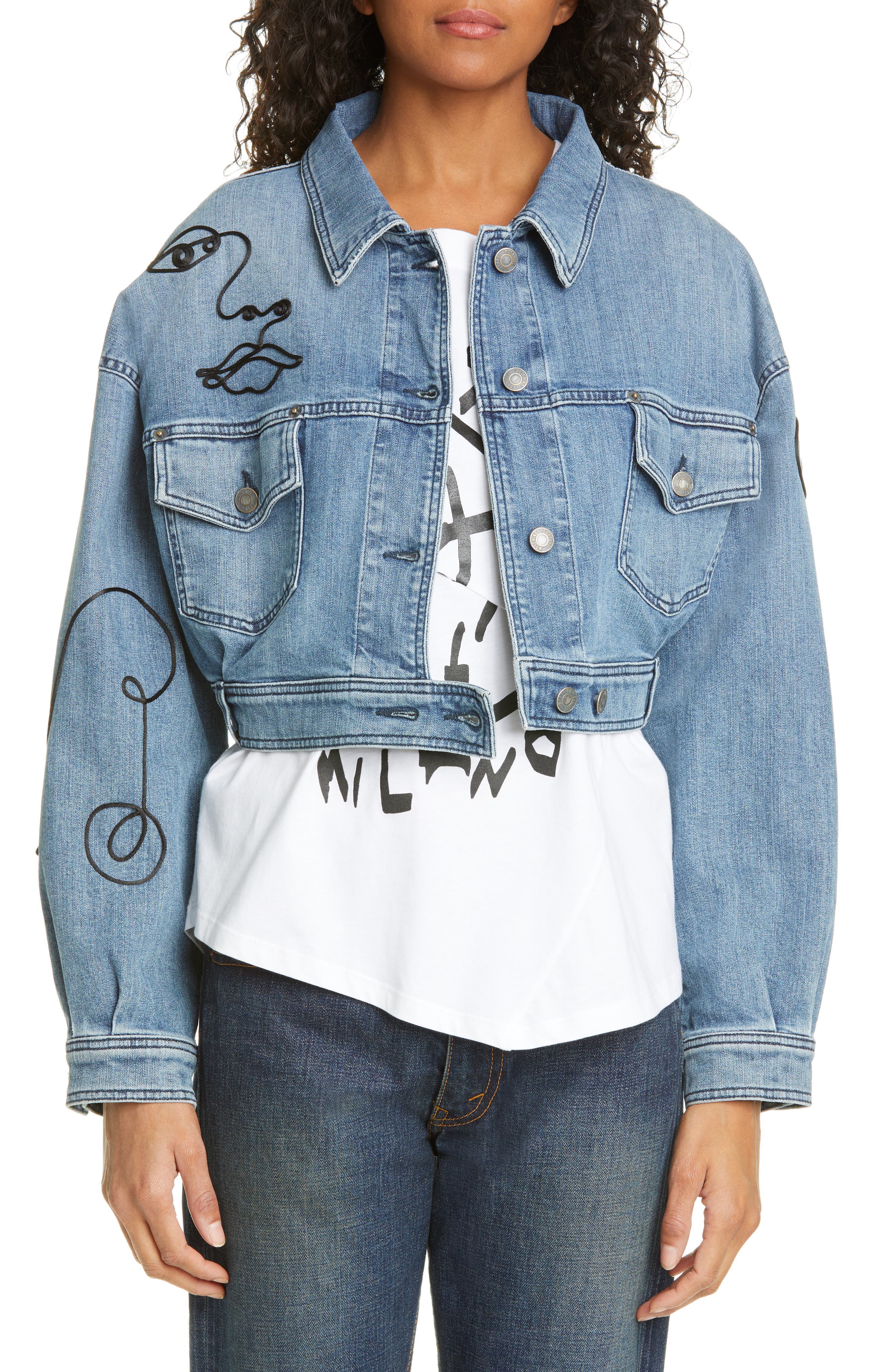 moschino cropped denim jacket