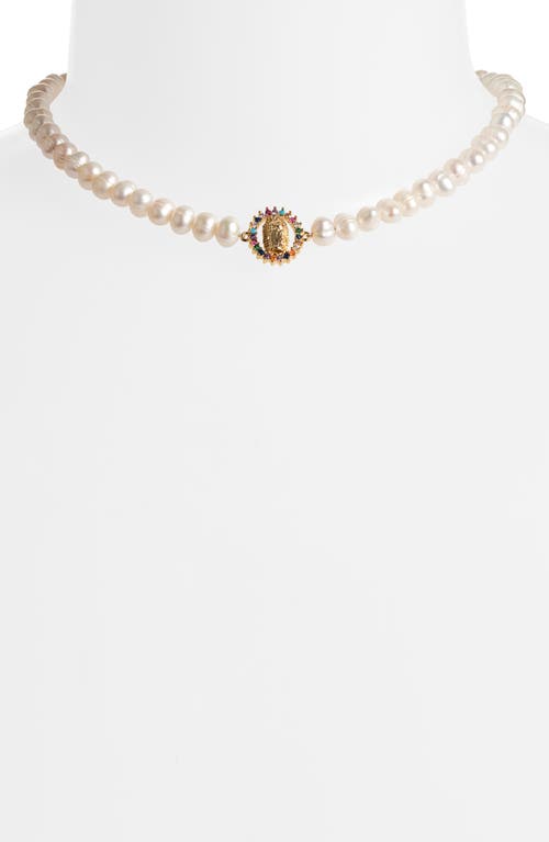 VIDAKUSH La Virgen Freshwater Pearl Necklace in Pearl/Gold at Nordstrom, Size 14