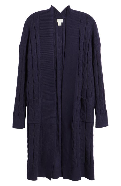 Shop Caslonr Caslon(r) Longline Cable Stitch Cardigan In Navy Blazer