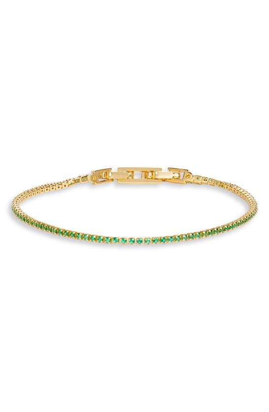 Shop Nordstrom 1.5mm Cubic Zirconia Tennis Bracelet In Emerald- Gold