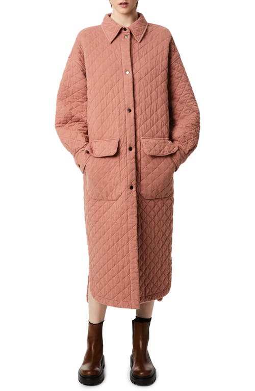 BERNIE Oversize Quilted Cotton Coat in Dusty Pink