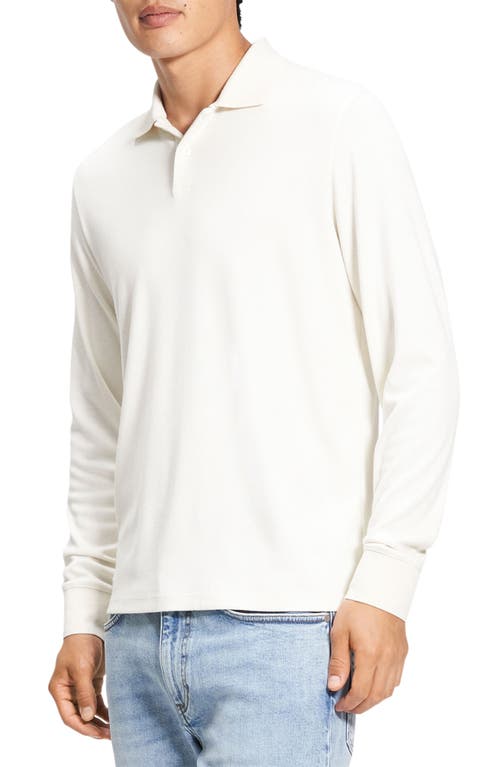 Theory Goris Anemone Milano Long Sleeve Polo In Winter White