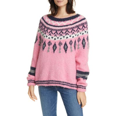 Line Helga Fair Isle Jacquard Wool Blend Sweater, Pink