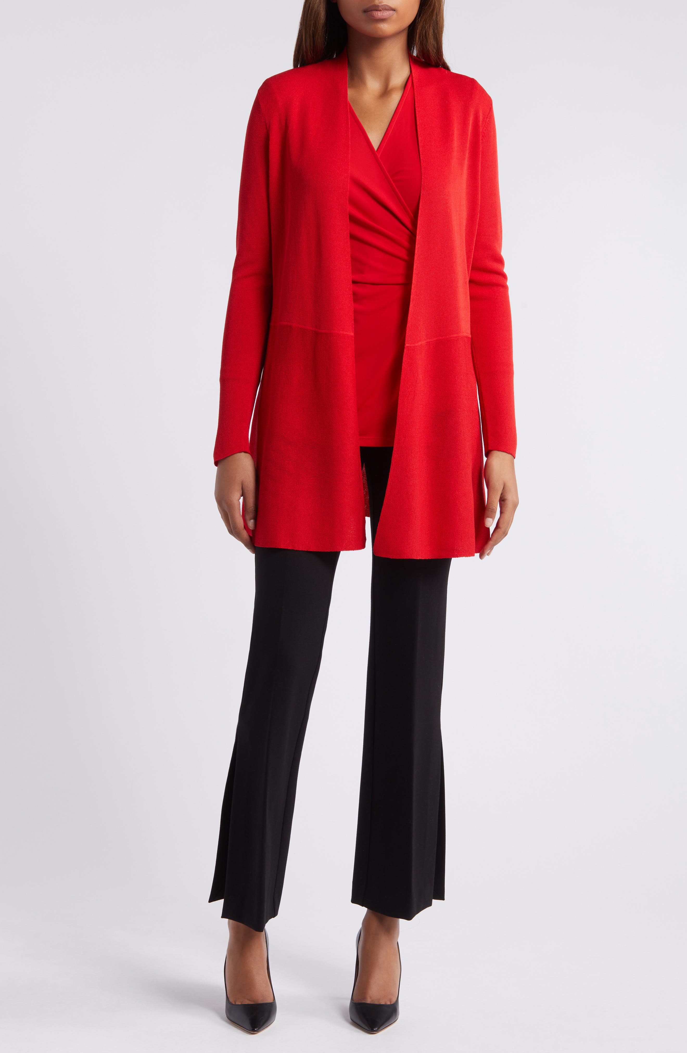 ANNE KLEIN ANNE KLEIN MONTEREY PEPLUM CARDIGAN