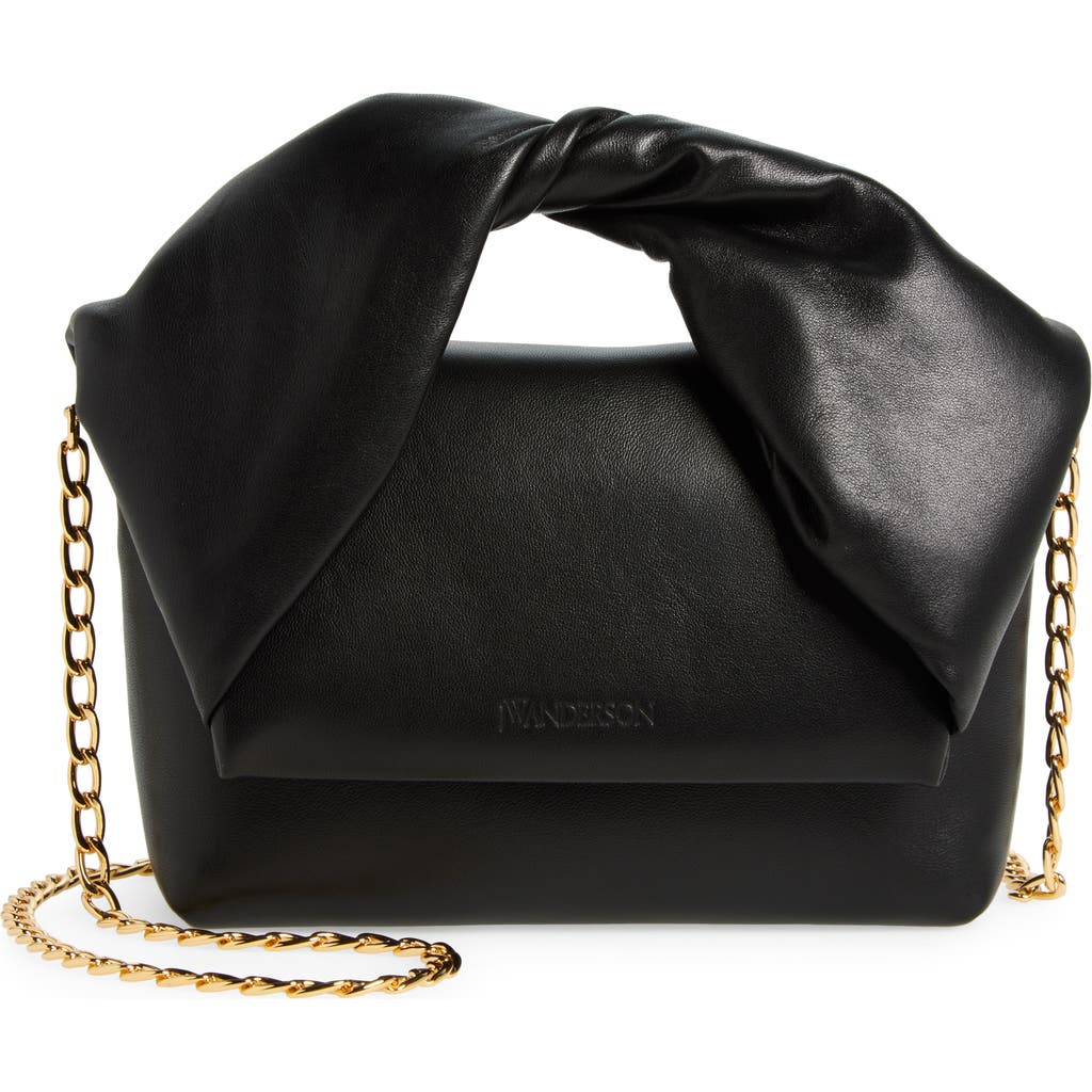 Jw Anderson Medium Twister Leather Top Handle Bag In Black