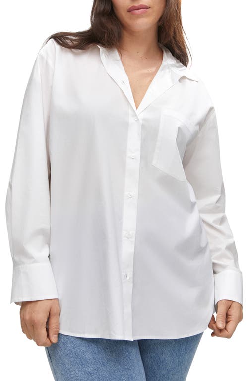 MANGO Oversize Cotton Button-Up Shirt in White at Nordstrom, Size 8