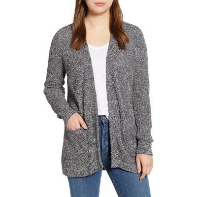 Petite Caslon Marled Cardigan Sweater, Blue