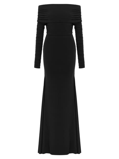 Shop Nocturne Off-the-shoulder Maxi Dress In Black