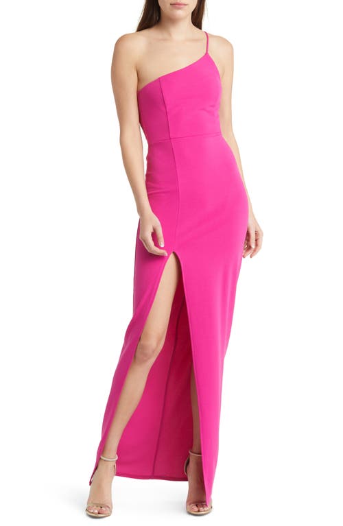 Lulus Keeper of My Heart One-Shoulder Gown in Magenta