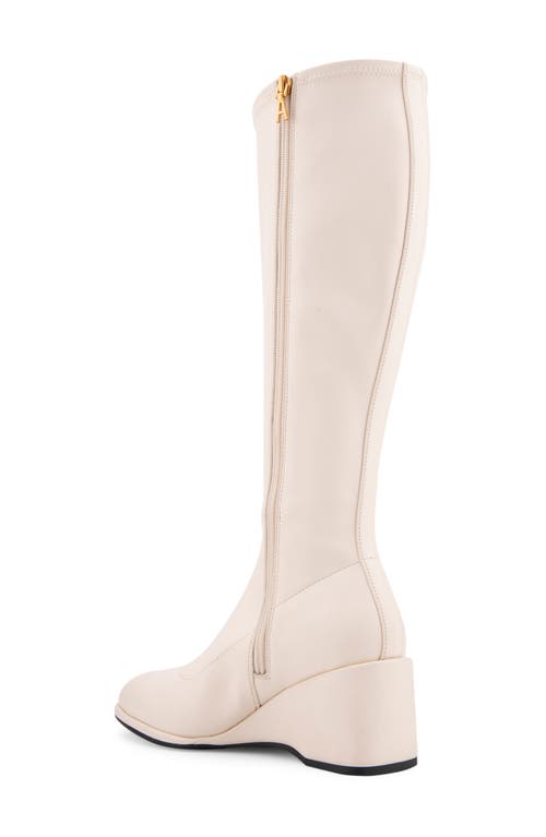 Aerosoles Angela Wedge Boot In Eggnog Stretch Smooth Faux