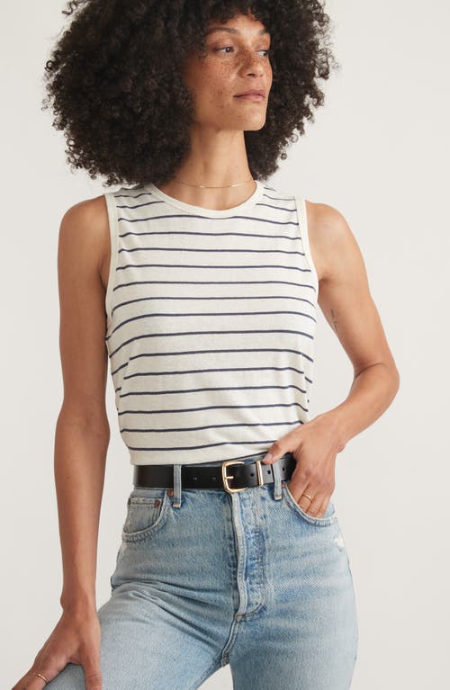 Shop Marine Layer Stripe Hemp & Cotton Tank In Black/white Stripe