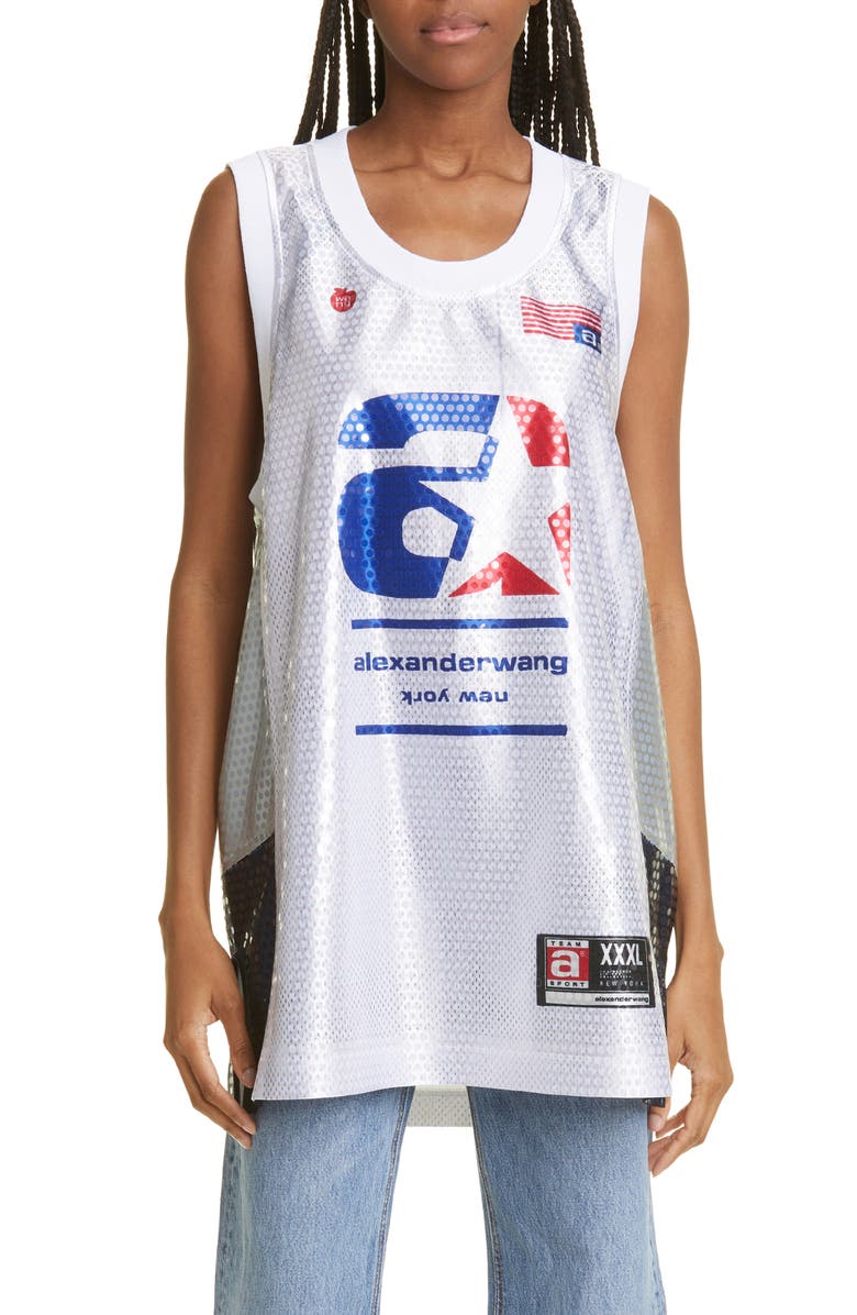 Alexander Wang Astar Sequin Basketball Jersey, Main, color, 