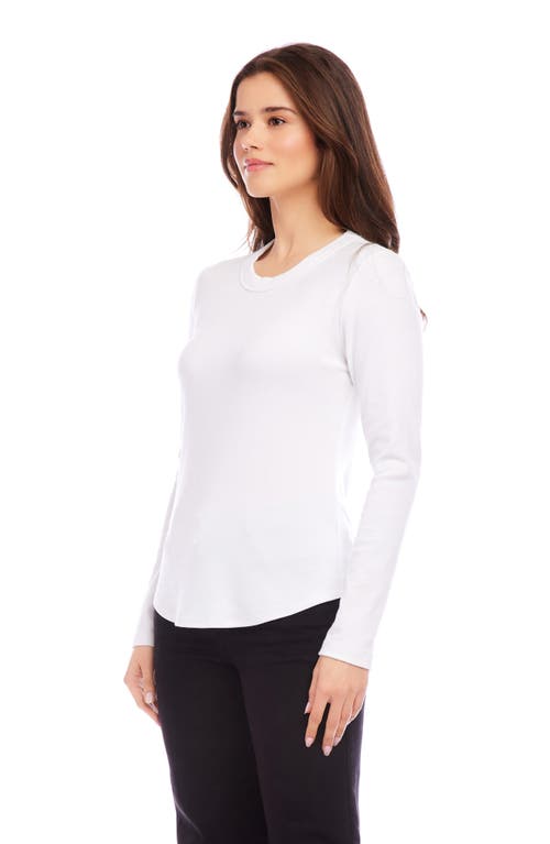 Shop Karen Kane Long Sleeve T-shirt In Off White