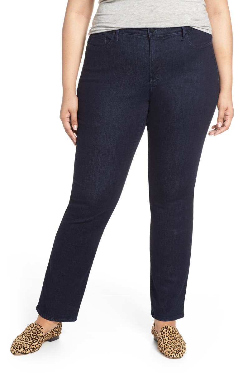 NYDJ Marilyn High Rise Straight Leg Jeans, Main, color, Rinse Tonal Stitch