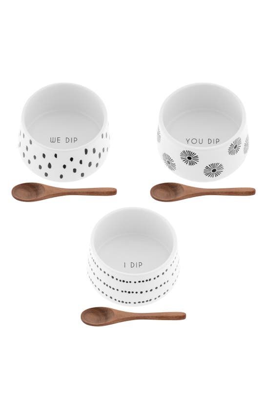 Karma Gifts Milo Set Of 3 Dip Bowls With Wooden Spoon In White