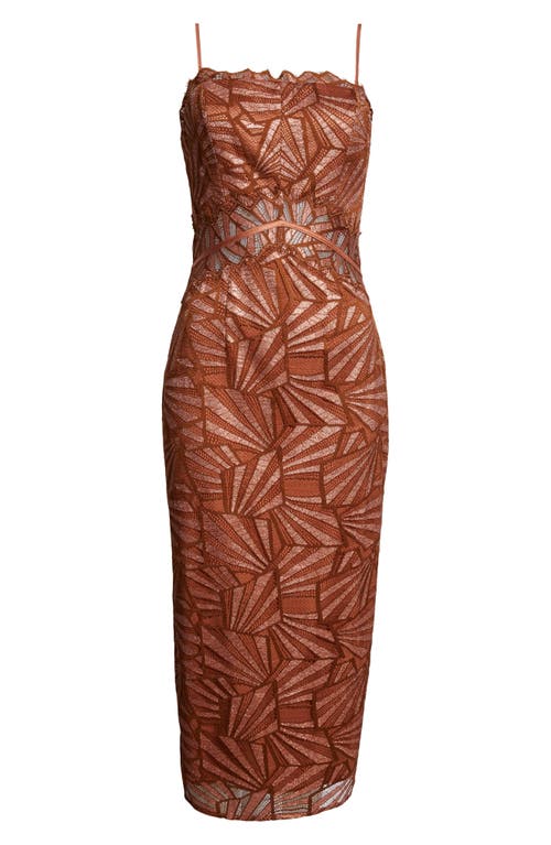 Shop Ramy Brook Nonie Metallic Lace Dress In Bronze Lace