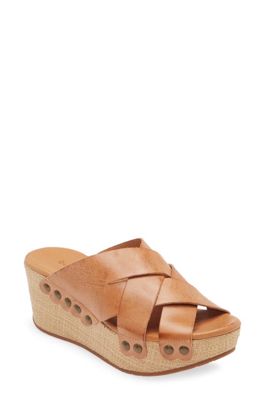 Shop Chocolat Blu Yetta Platform Wedge Slide Sandal In Camel Leather