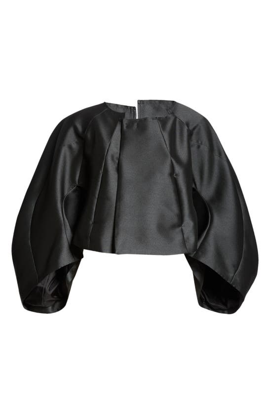 Shop Comme Des Garçons Boxy Satin Crop Jacket In Black