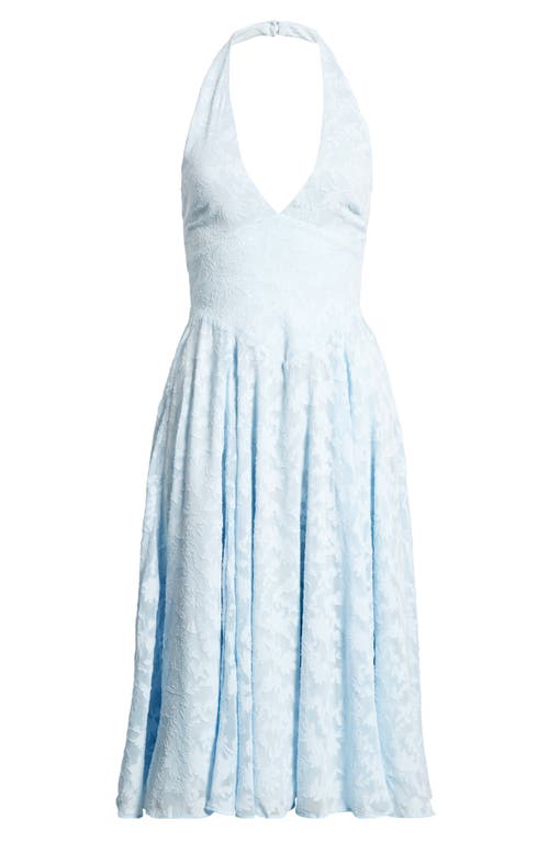 HOUSE OF CB HOUSE OF CB ARIETTA FLORAL JACQUARD PLUNGE HALTER NECK DRESS 