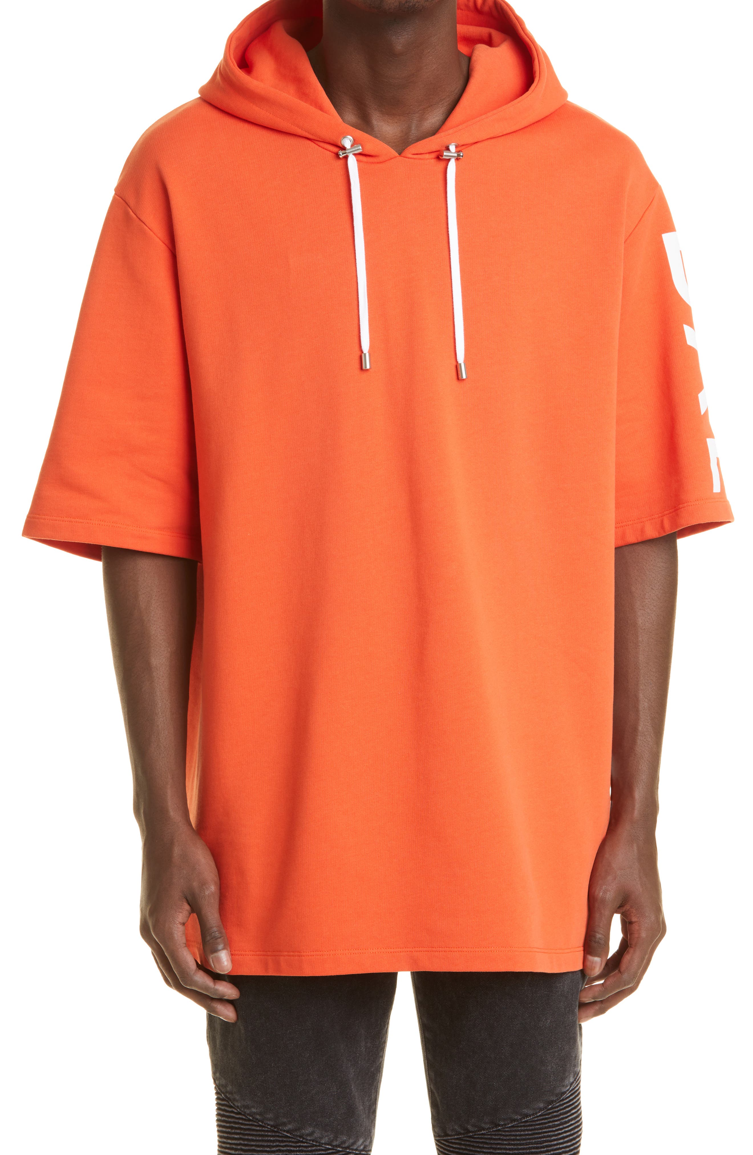 Balmain Short Sleeve Graphic Hoodie 